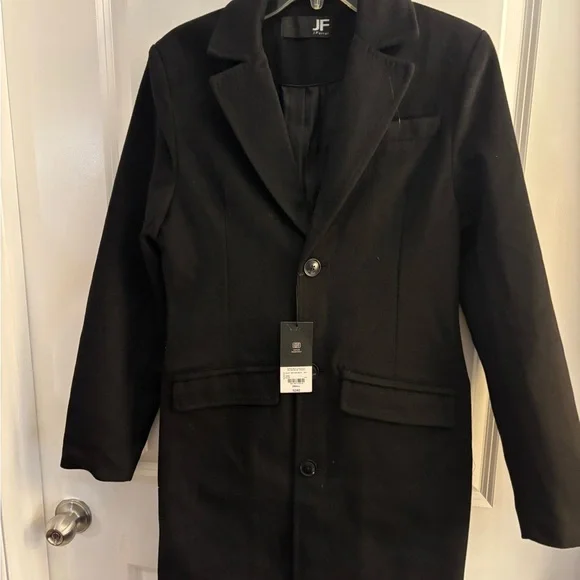 New JF.Ferrar Men's Black Top Coat sz Small